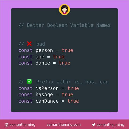 Code snippet on Better Boolean Variable Names