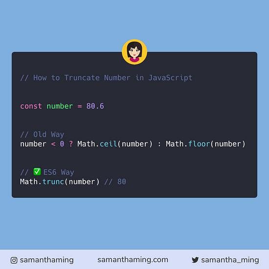 Code snippet on How To Truncate Number in JavaScript