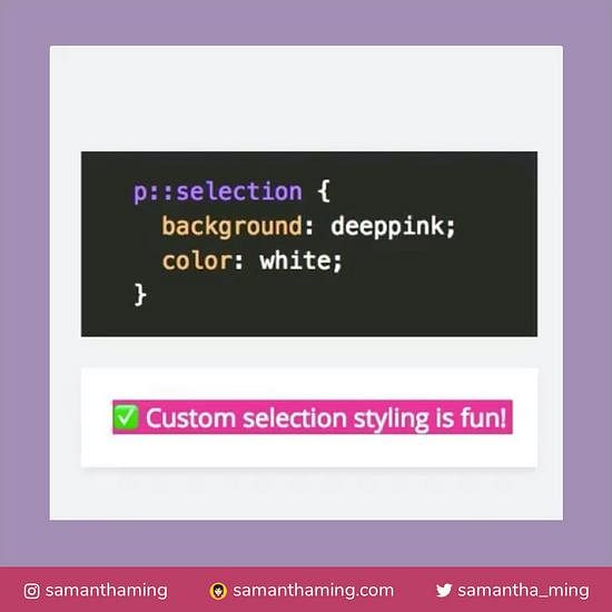 Code snippet of Custom CSS Selection Styling