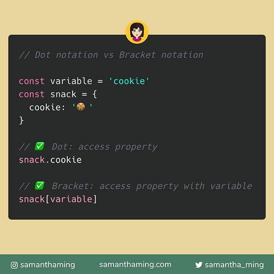 Dot notation vs Bracket notation | SamanthaMing.com