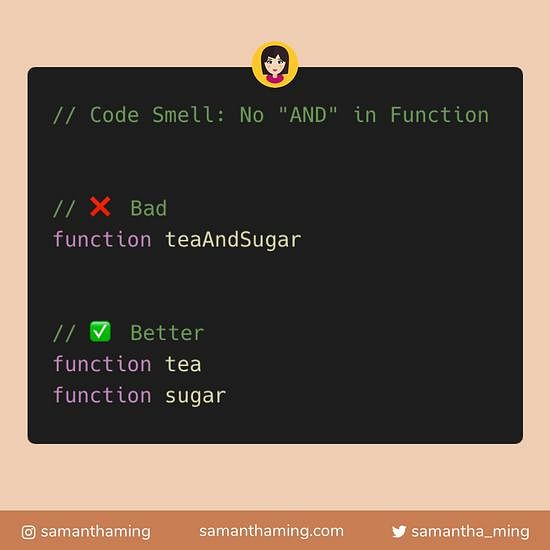 Code snippet on JavaScript: No AND in Function Name