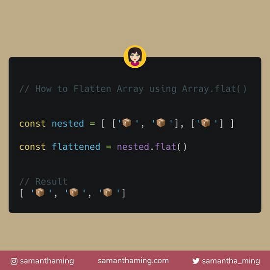 Code snippet on Flatten Array using Array.flat in JavaScript
