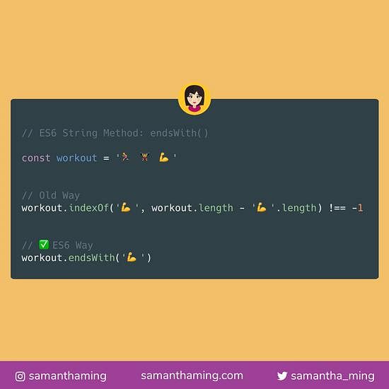 Code snippet on JavaScript String endsWith Method