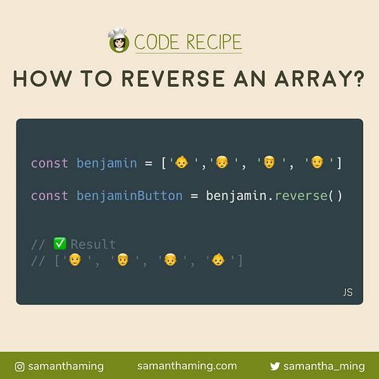 Code snippet of How to reverse an array in JavaScript?