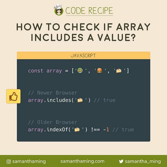 How To Check If Array Includes A Value In Javascript? | Samanthaming.Com