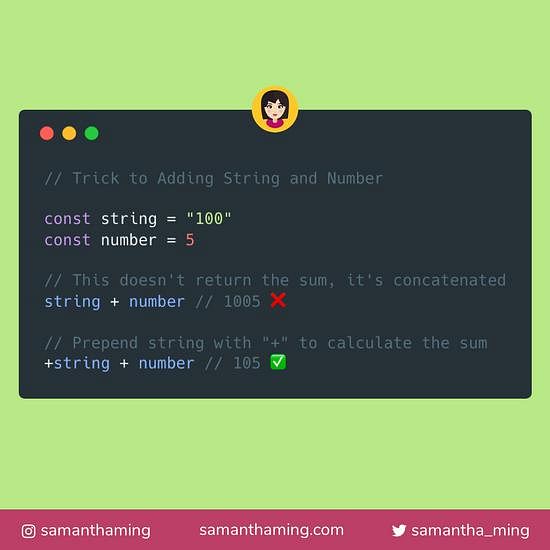 Trick to Adding String and Number | SamanthaMing.com